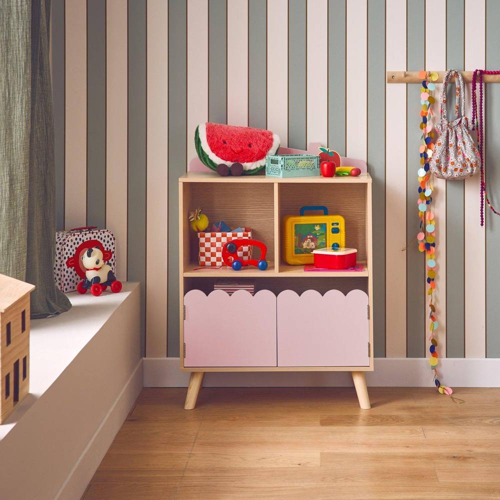 sweeek 2-shelf 2-door Bookcase in Pink
