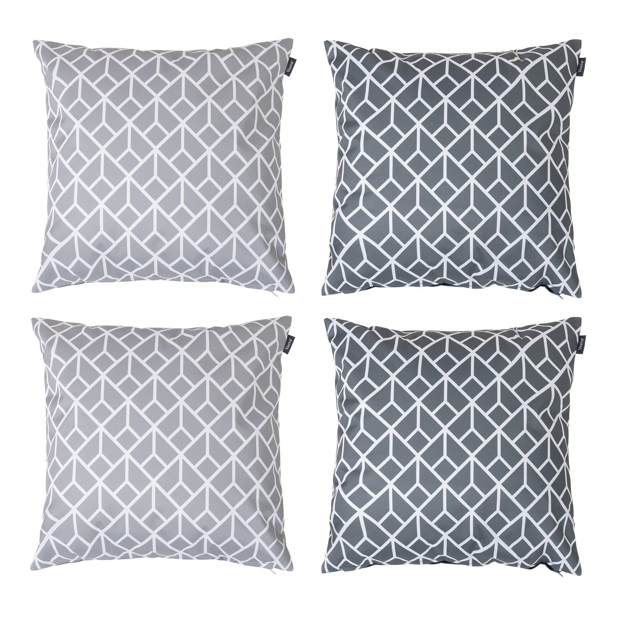 icon Indoor & Outdoor Waterproof Cushion Set of 4 Teal Grey Geometric Waterproof Cushion