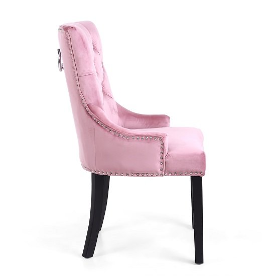 Robbyn Accent Chair In Pink Velvet With Black Rubberwood Legs