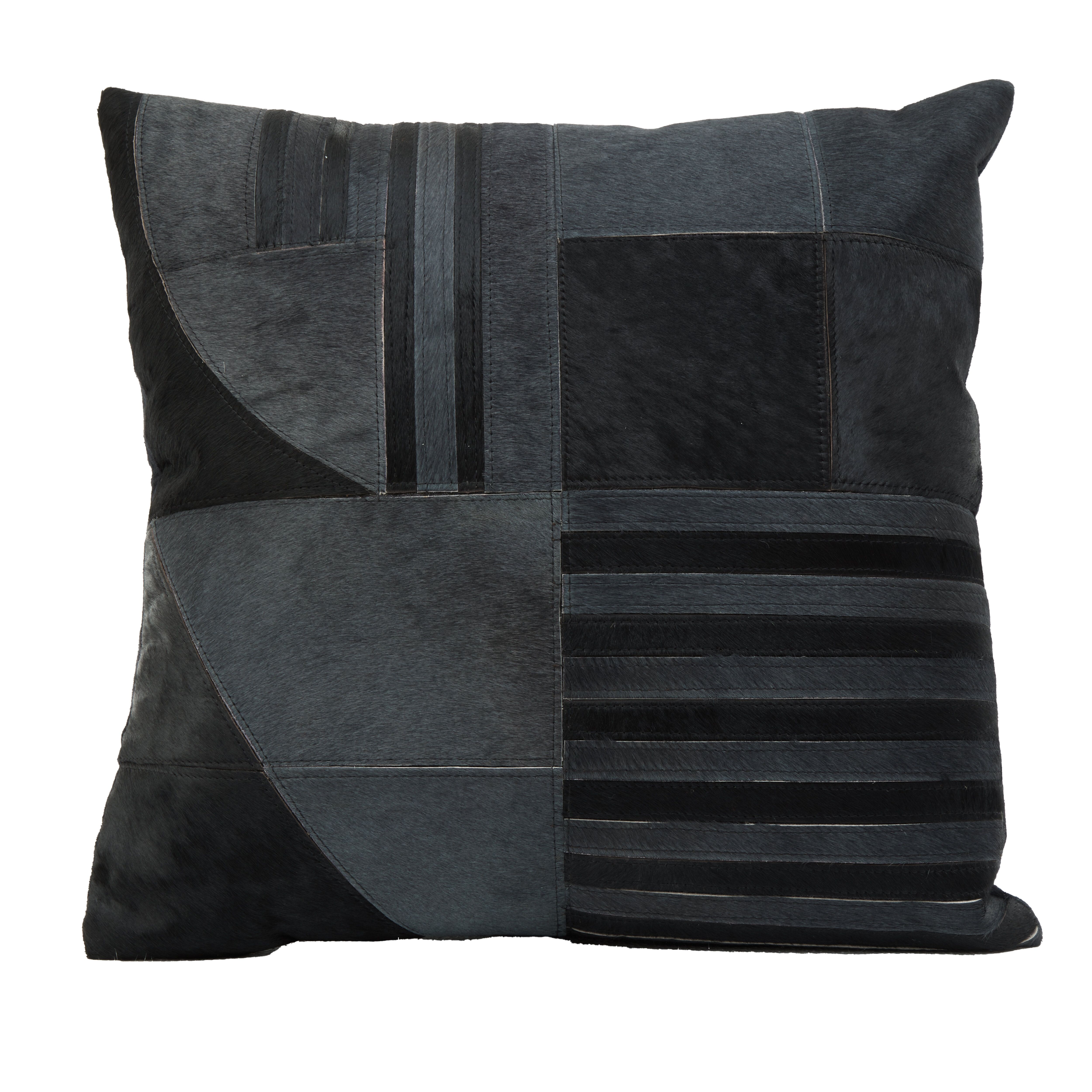 Orsina Bosie Safira Black & Grey Hair on Leather Cushion