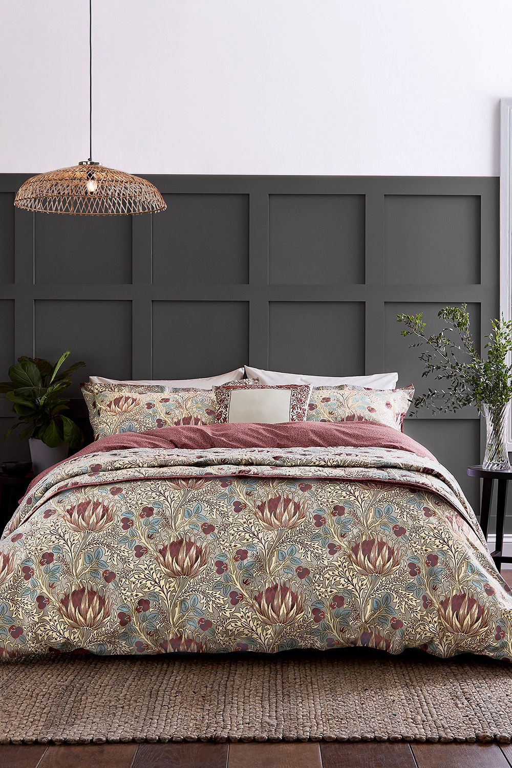 Morris & Co 'Artichoke' Cotton Duvet Cover Set in Mid Grey