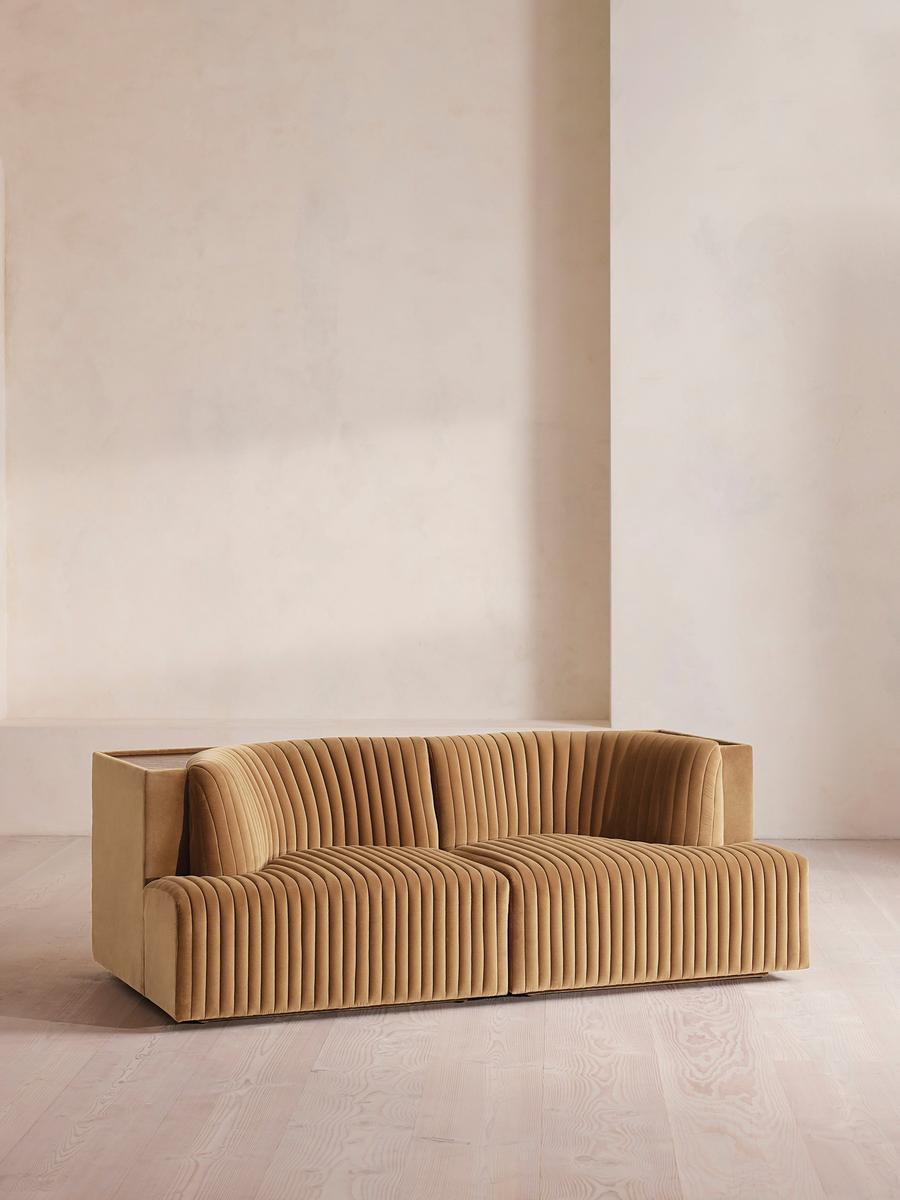 Hamish Modular Sofa, Three Seater, Velvet, Camel