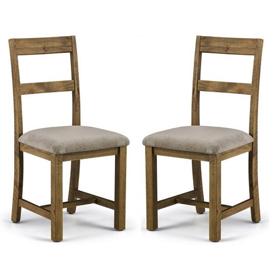 Alecia Wooden Dining Chairs In Rough Sawn Pine In A Pair