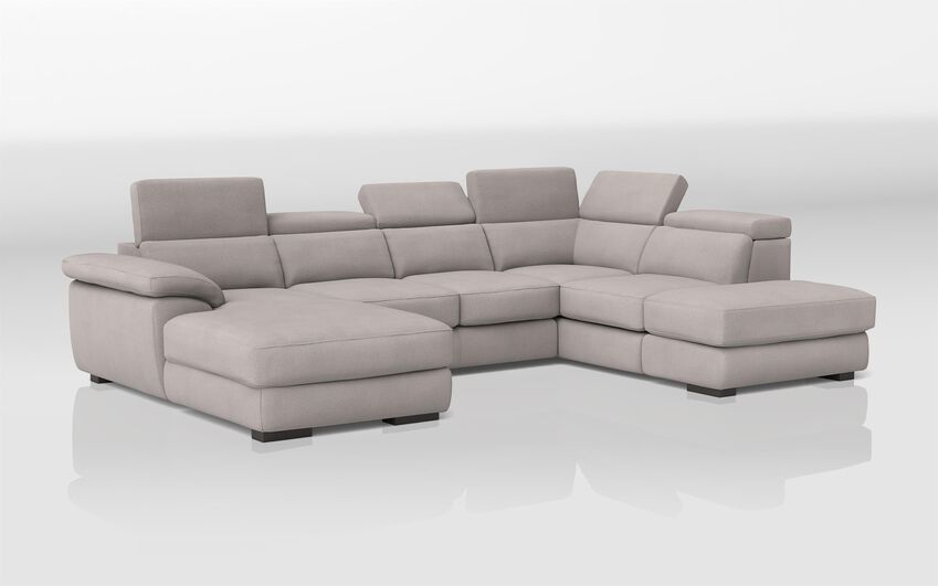 Fabric Norbello Corner Sofa Bed with Right Hand Facing Chaise and Left Hand Facing Storage Lounger and Otto