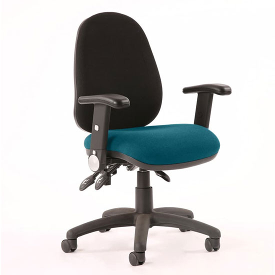 Luna III Office Chair With Maringa Teal Seat Adjustable Arms