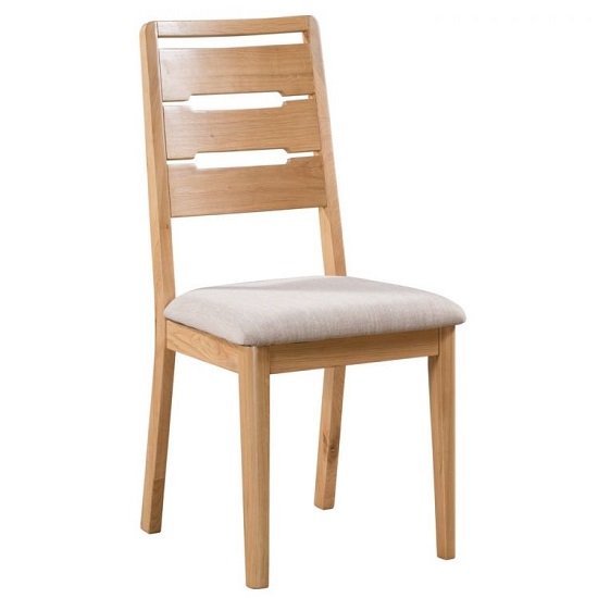 Holborn Wooden Dining Chair In Oak With Padded Linen Seat