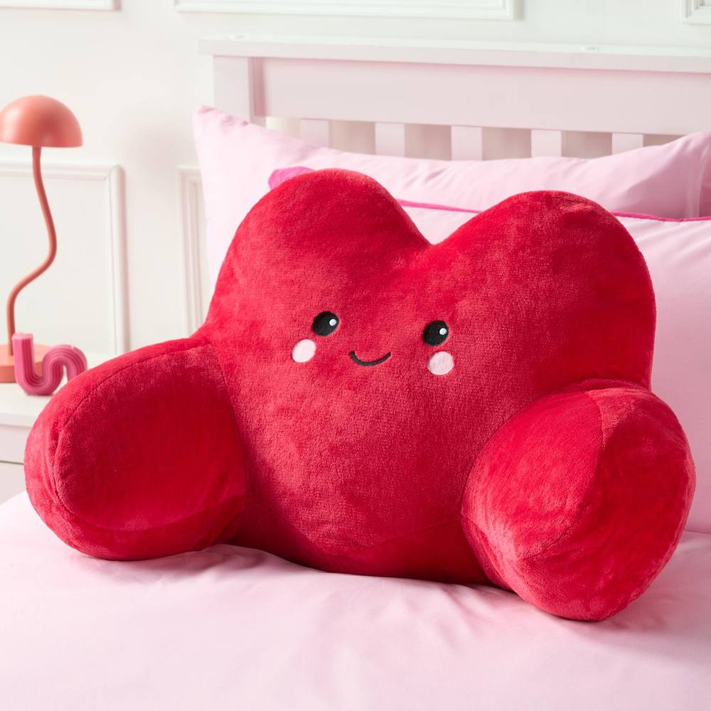 OHS Harper the Heart Cuddle Cushion Novelty Reading Pillow in Red