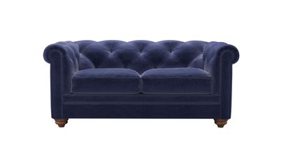 Patrick 2 Seat Sofabed in Prussian Blue Cotton Matt Velvet - sofa.com