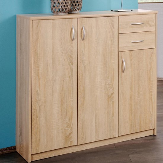 Aquarius Large Sideboard In Sonoma Oak With 3 Doors And 2 Drawer