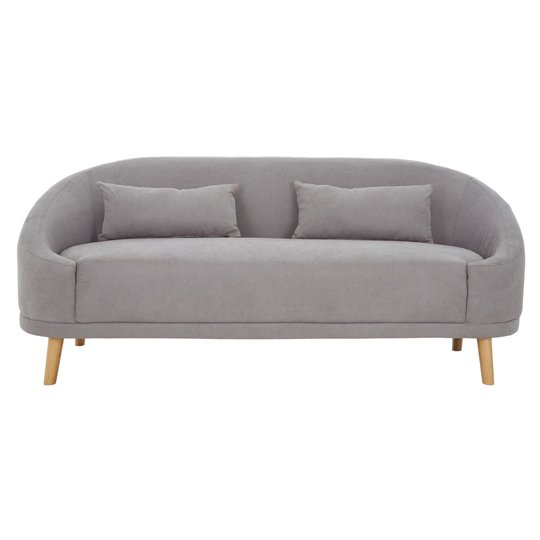 Errai 3 Seater Linen Sofa In Grey With Rubberwood Legs