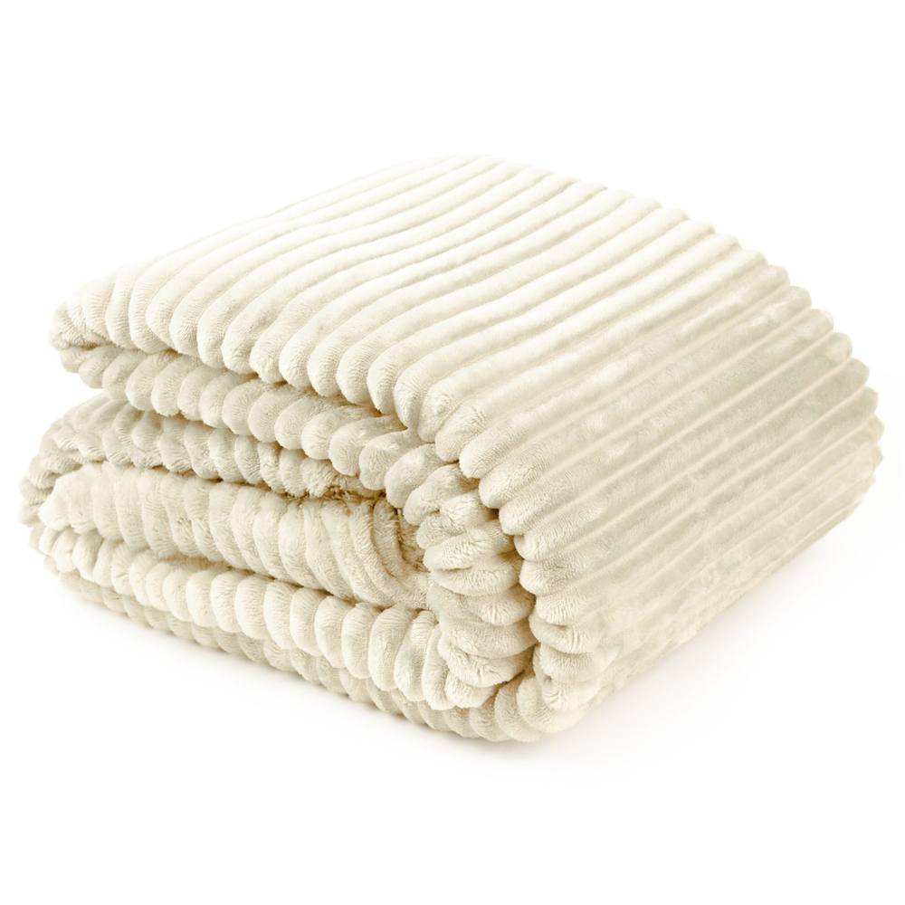 New Edge Blinds Dahlia Fleece Throw in Cream