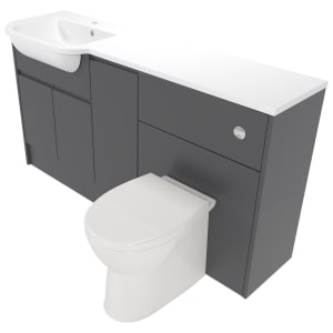 Deccado Clifton Charcoal Grey Left Hand 1500mm Fitted Vanity & Toilet Pan Unit Combination with Left Hand Basin