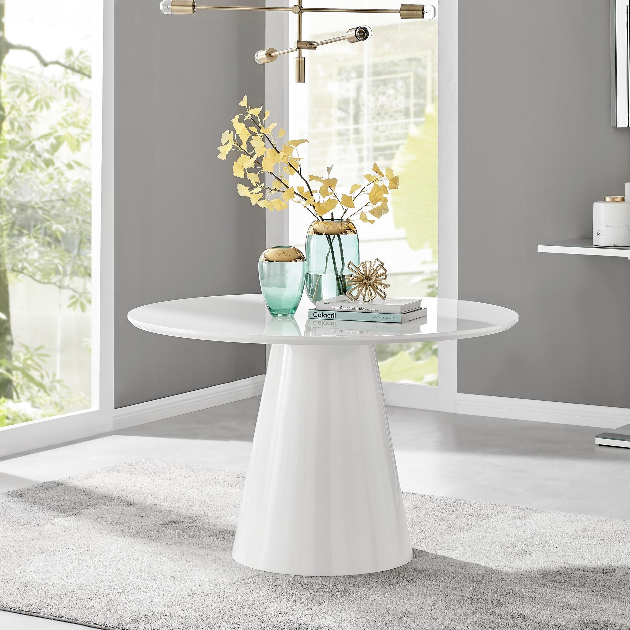 FurnitureboxUK Palma 120cm 6-Seater Round Pedestal Dining Table In Multiple Finishes in White
