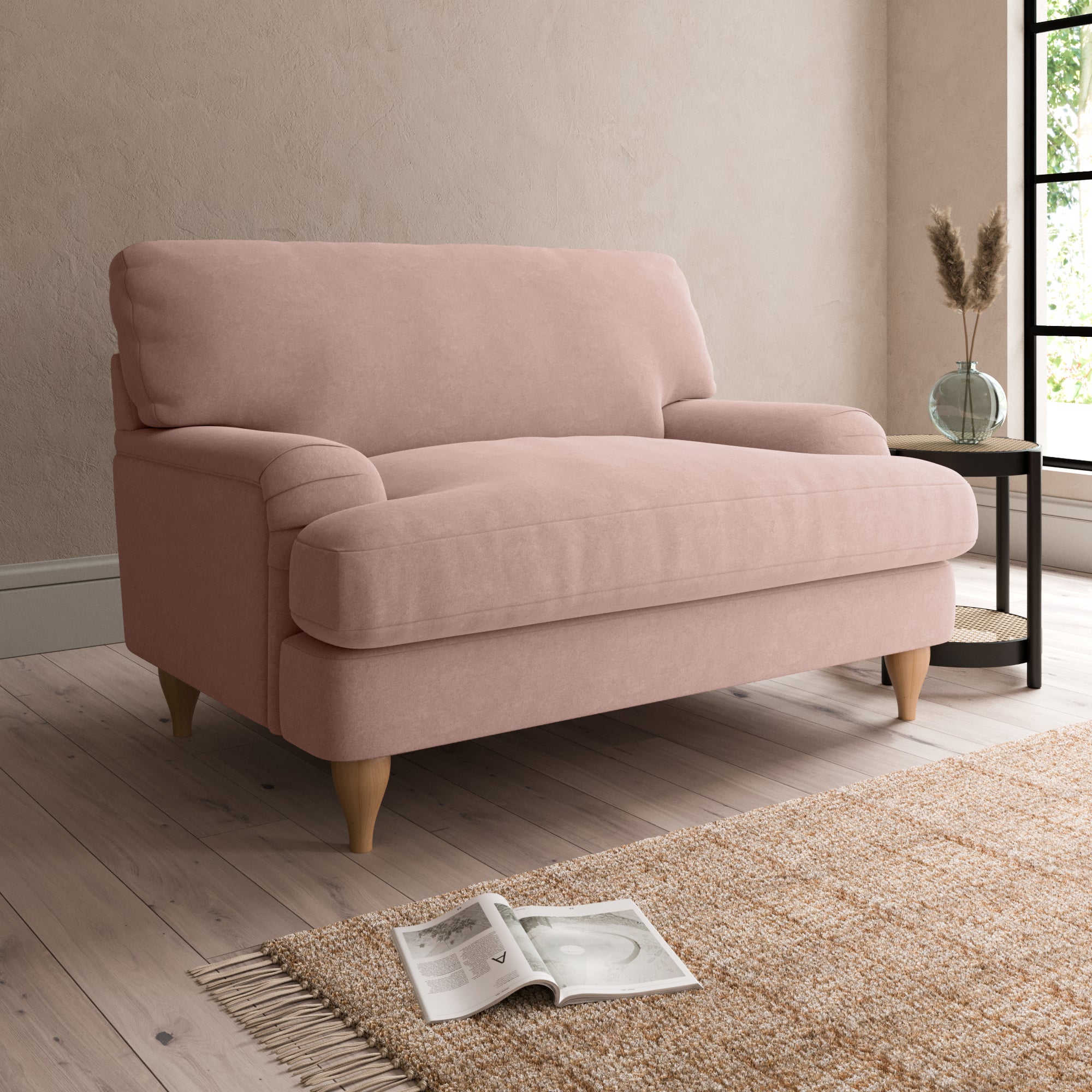 Darwin Luxury Velvet Snuggle Chair Luxury Velvet Peach Blush