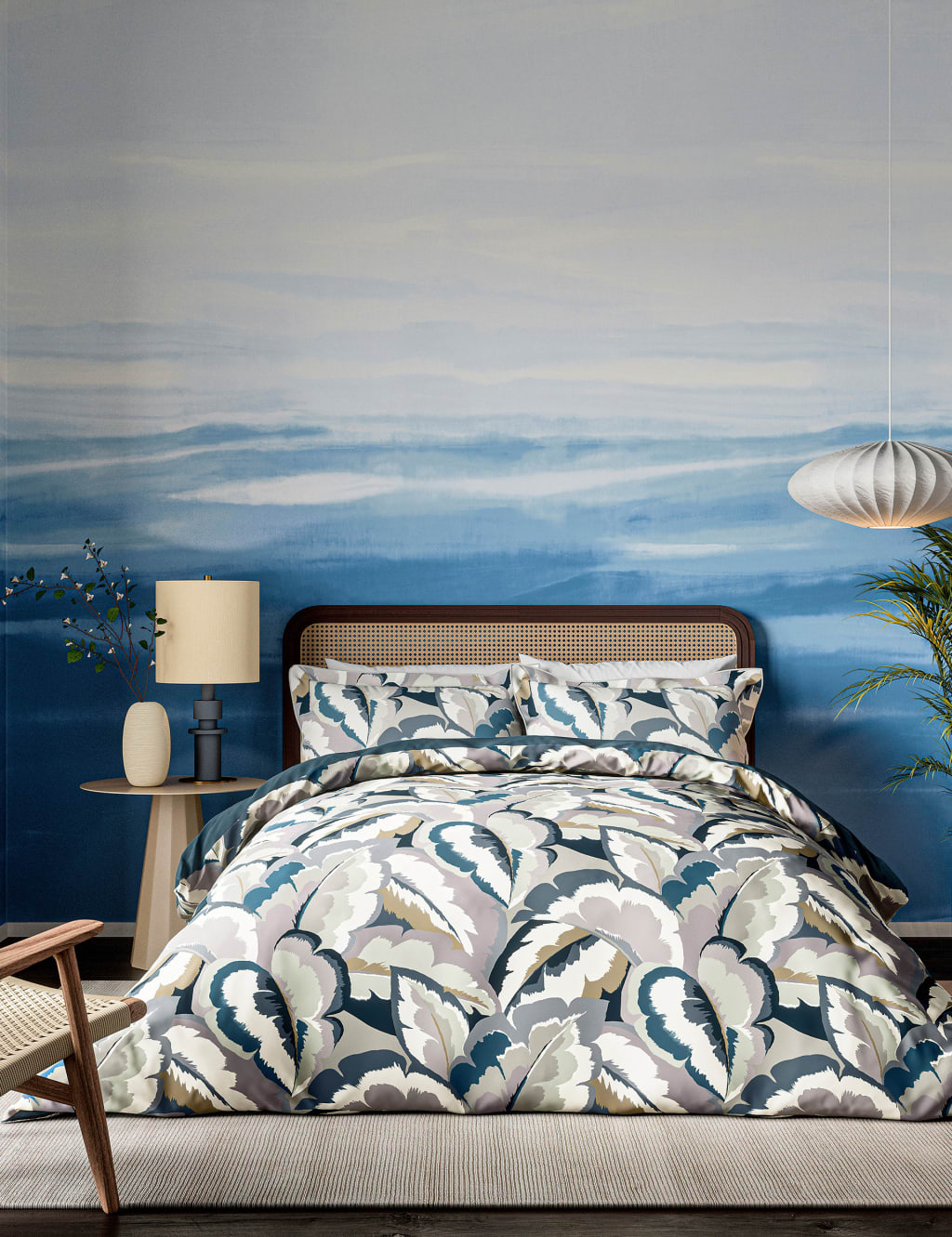Harlequin Pure Cotton Sateen Calathea Bedding Set Blue Mix