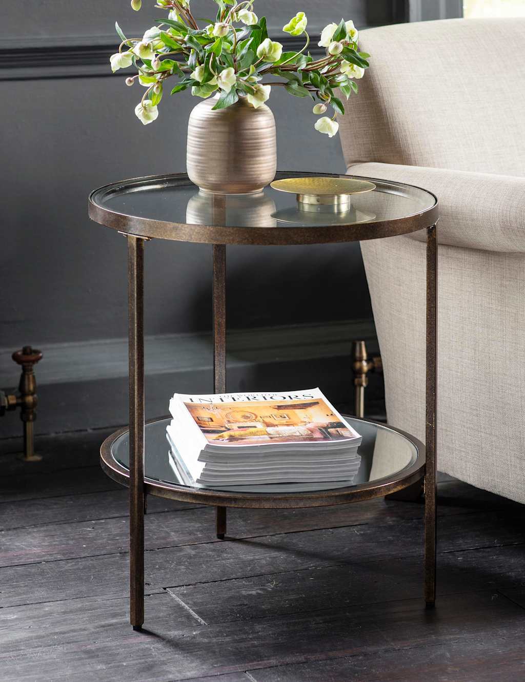 Gallery Direct Hudson Round Side Table Brown Mix