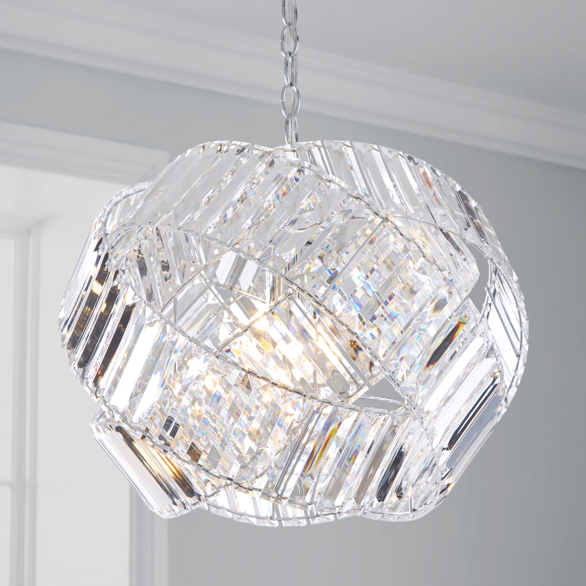 Monsanto 1 Light Pendant Jewel Chrome Ceiling Fitting Chrome