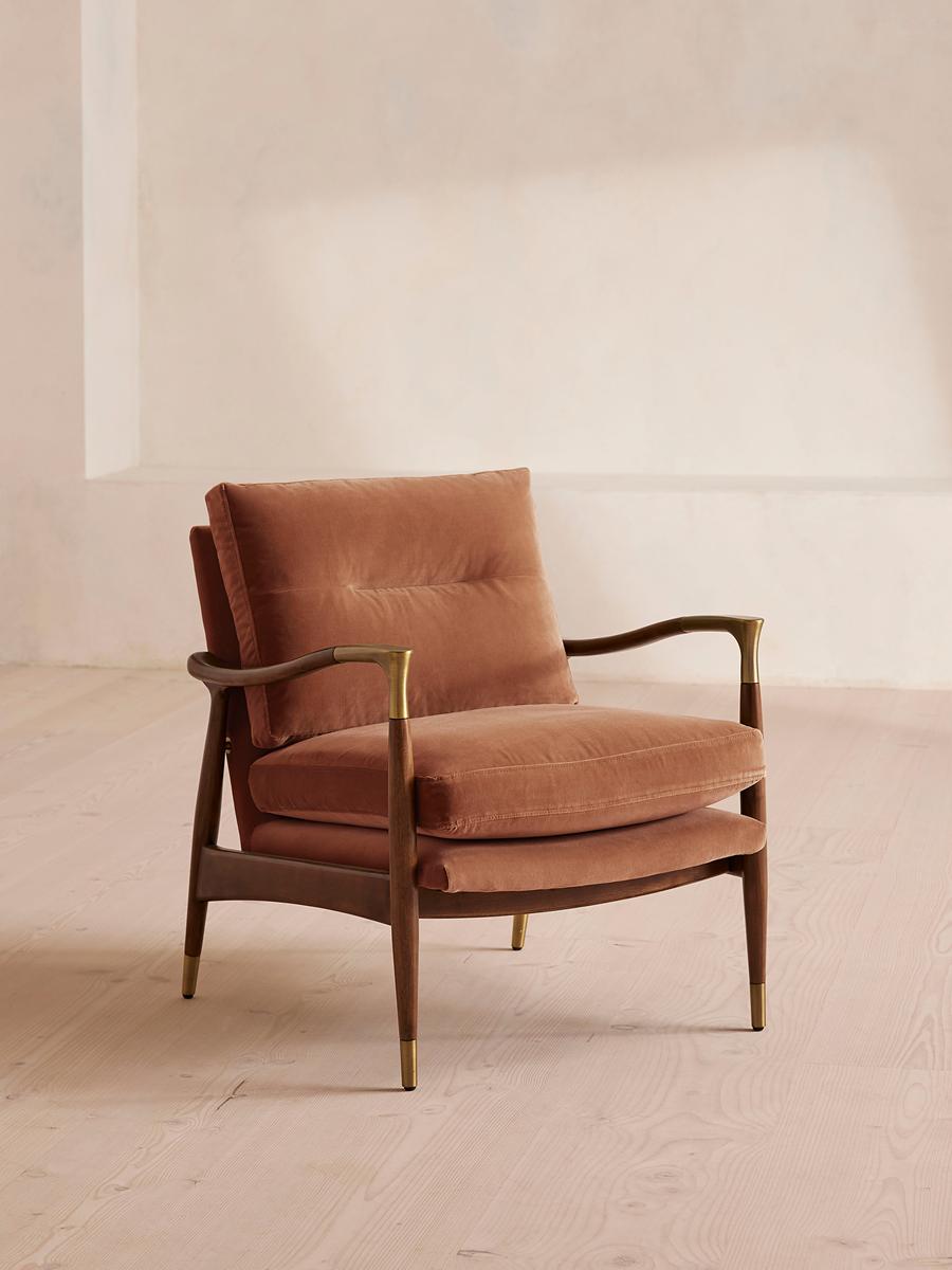 Theodore Armchair, Velvet, Antique Rose