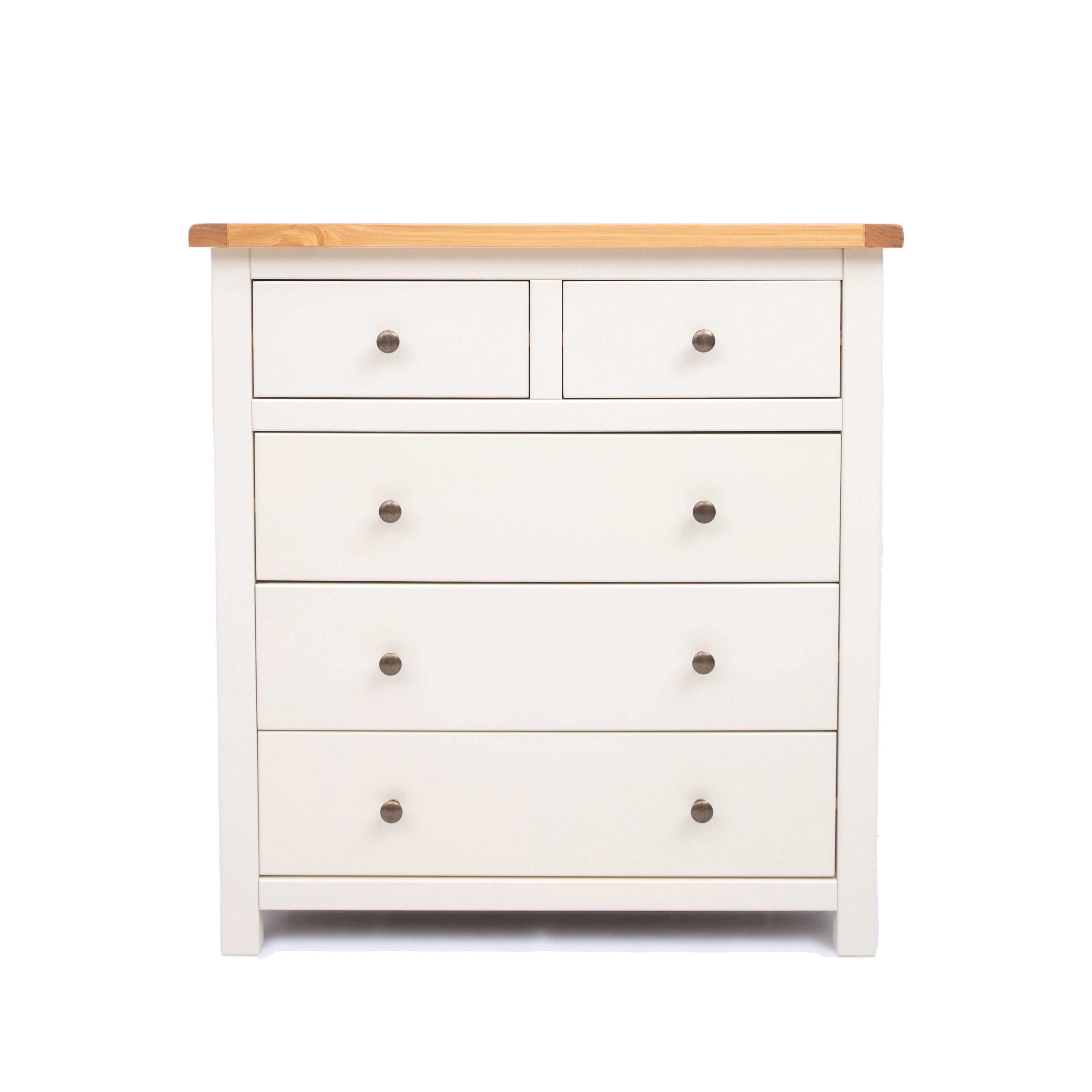 Cabinet Bits Maggiori 5 Drawer Chest of Drawers Brass Knob in Off-White