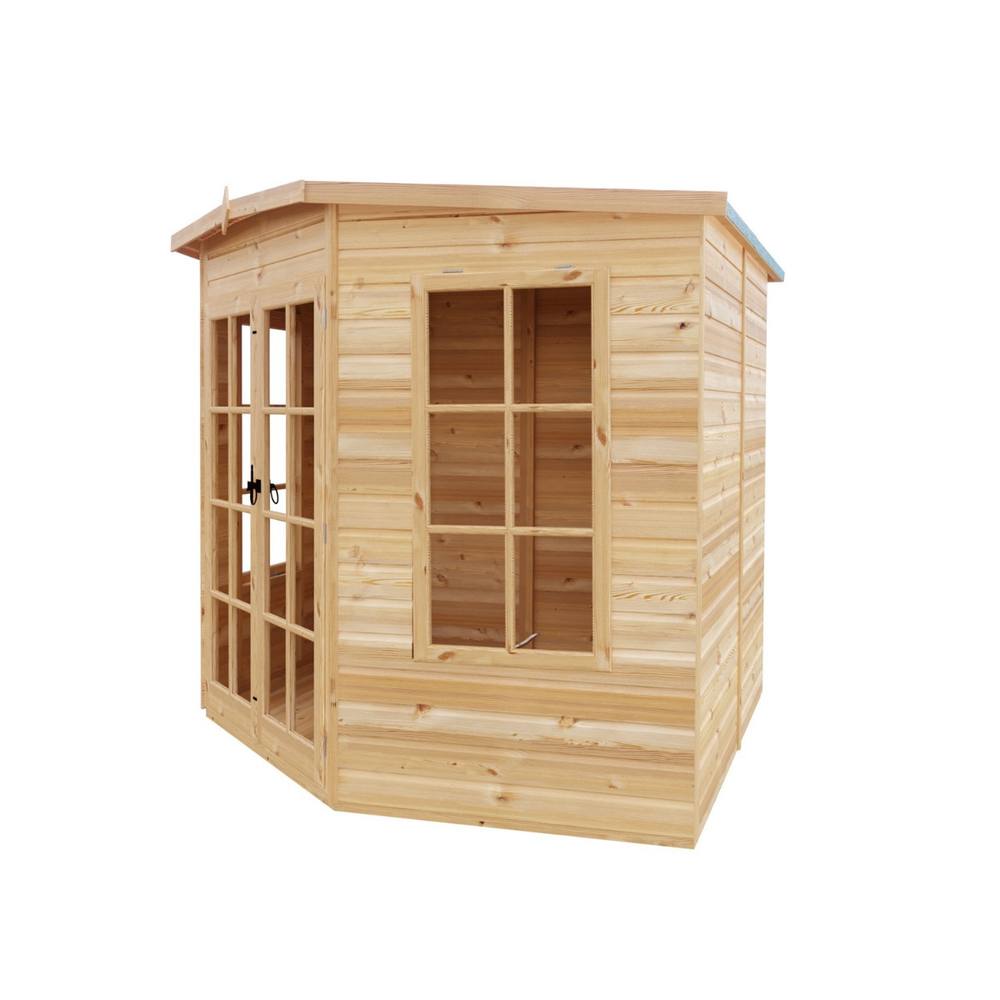 Shires Hampton Shiplap Summerhouse Garden Sun Room Approx 8 x 8 Feet in Brown 4