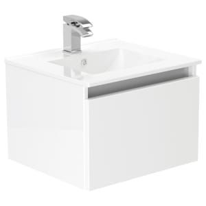 Newland White Basin Unit Single Drawer Suspended - 500mm