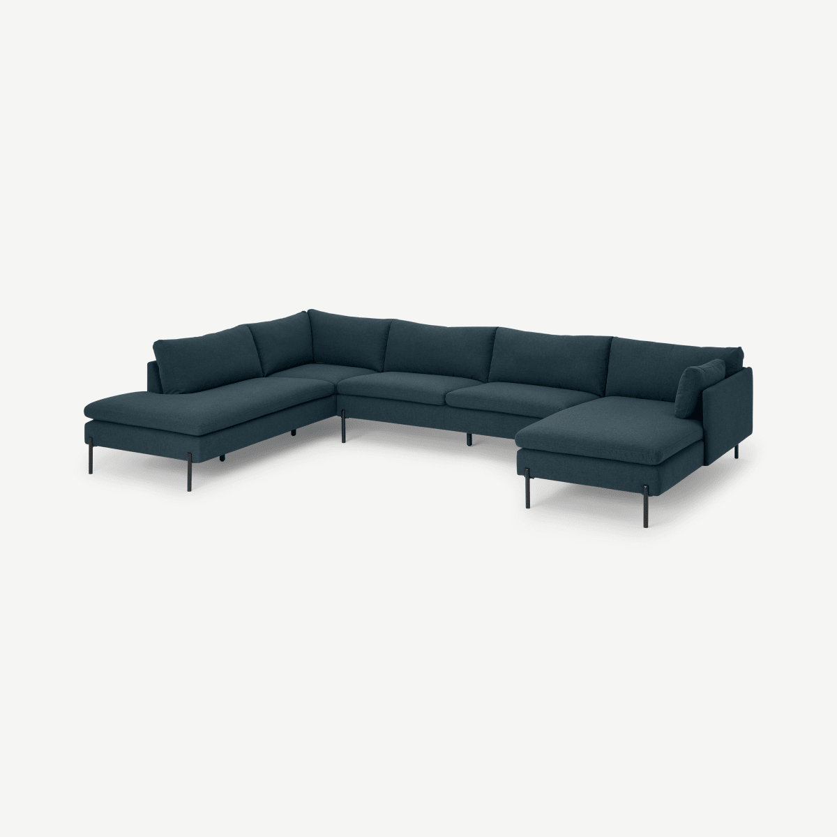 Zarina Left Hand Facing Corner Sofa, Aegean Blue Fabric