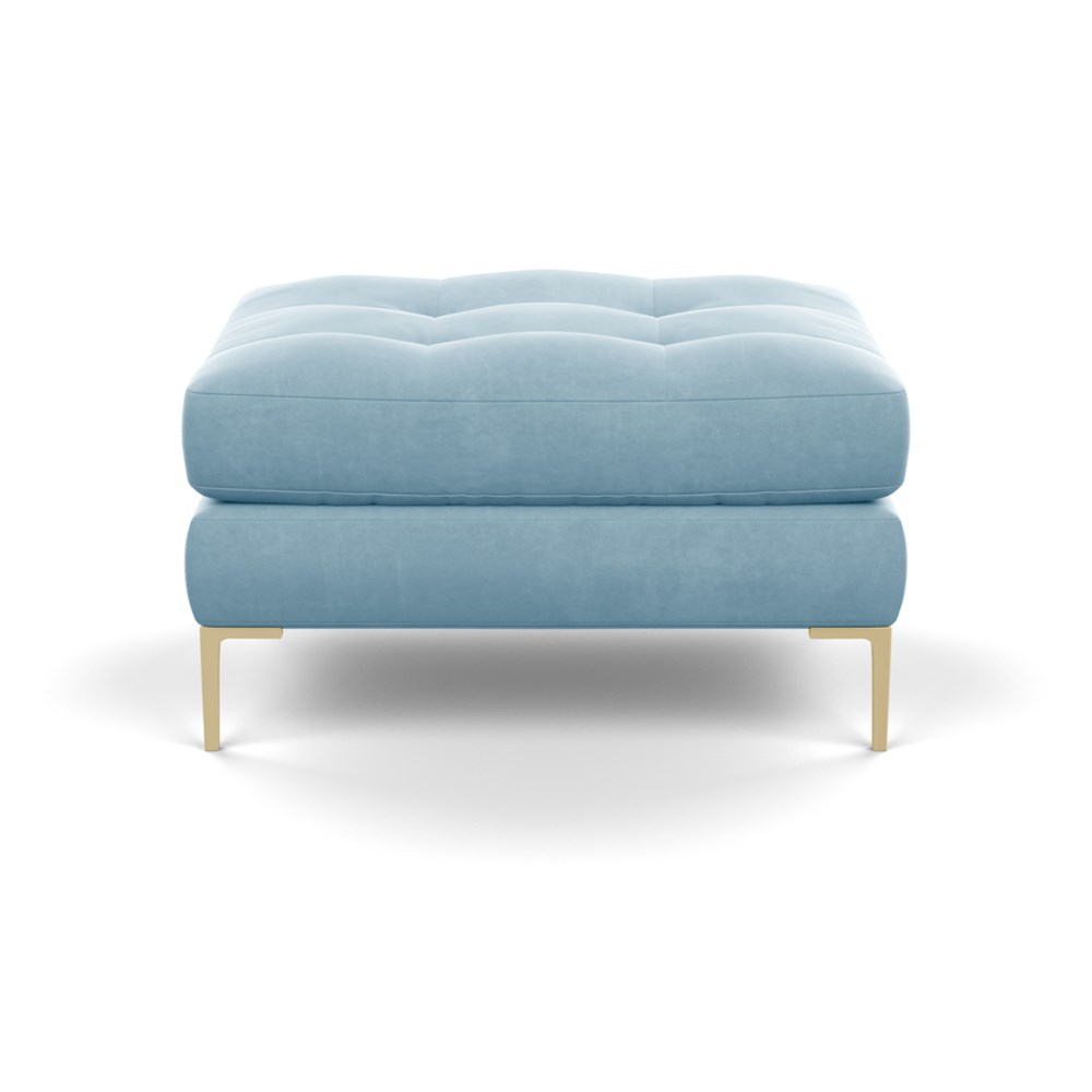 Heal's Eton Footstool Varese Velvet Sky Brass Feet