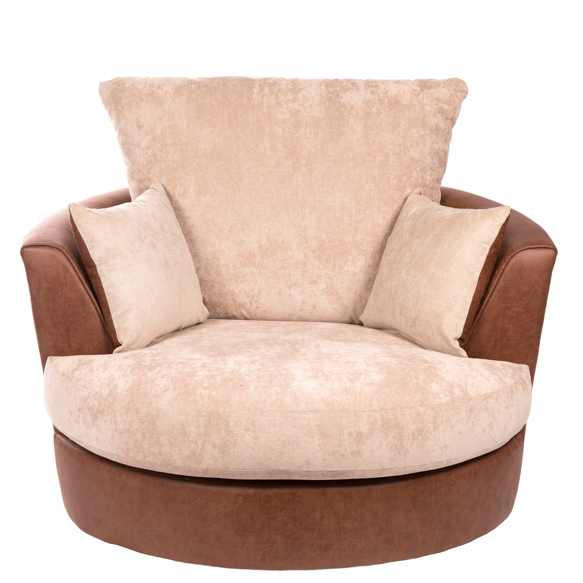 Blake Fabric Combo Swivel Chair Brown