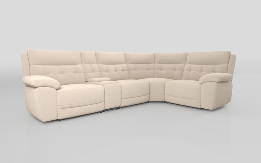 White Fabric Belford 3 Corner 1 Sofa with Console