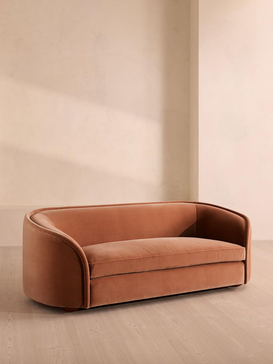 Conall Three Seater Sofa, Velvet, Antique Rose