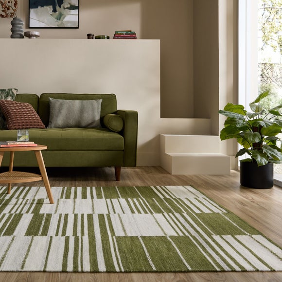 Marlin Striped Geometric Wool Rug