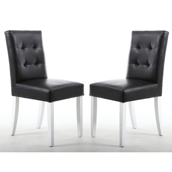 Artois Dining Chair In Black Matt Bonded Leather With White Legs