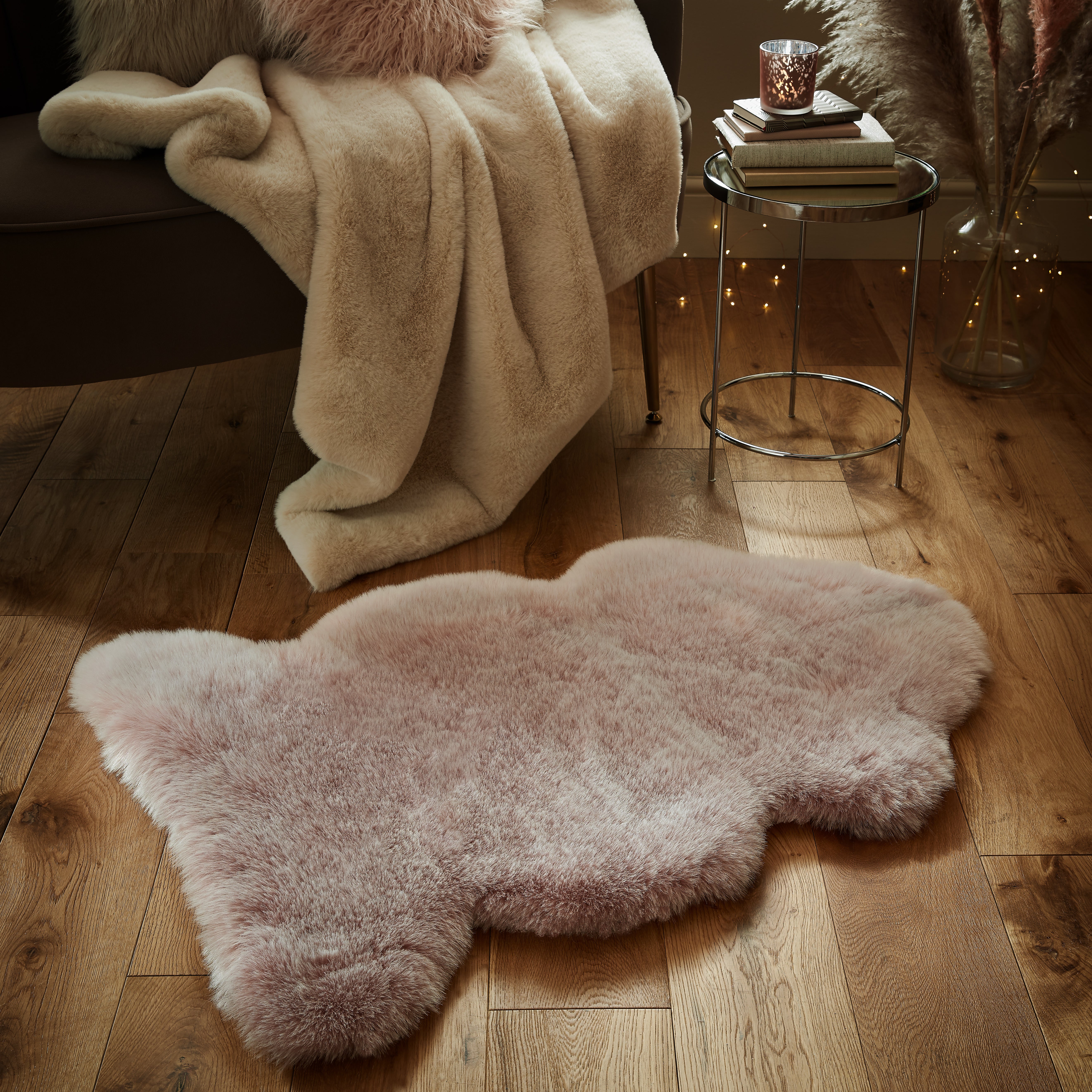 Luxury Faux Fur Pelt Rug Pink