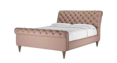 Knightsbridge King Bed in Blush Pure Belgian Linen - sofa.com