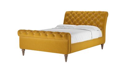 Knightsbridge Double Bed in Butterscotch Cotton Matt Velvet - sofa.com