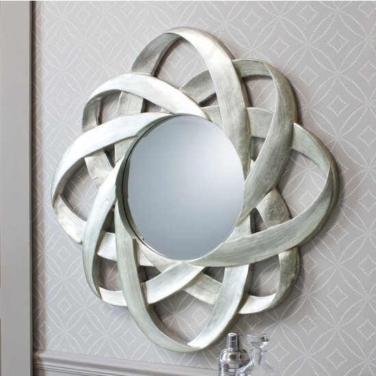 Costello Wall Mirror Round In Hand Applied Silver Leaf