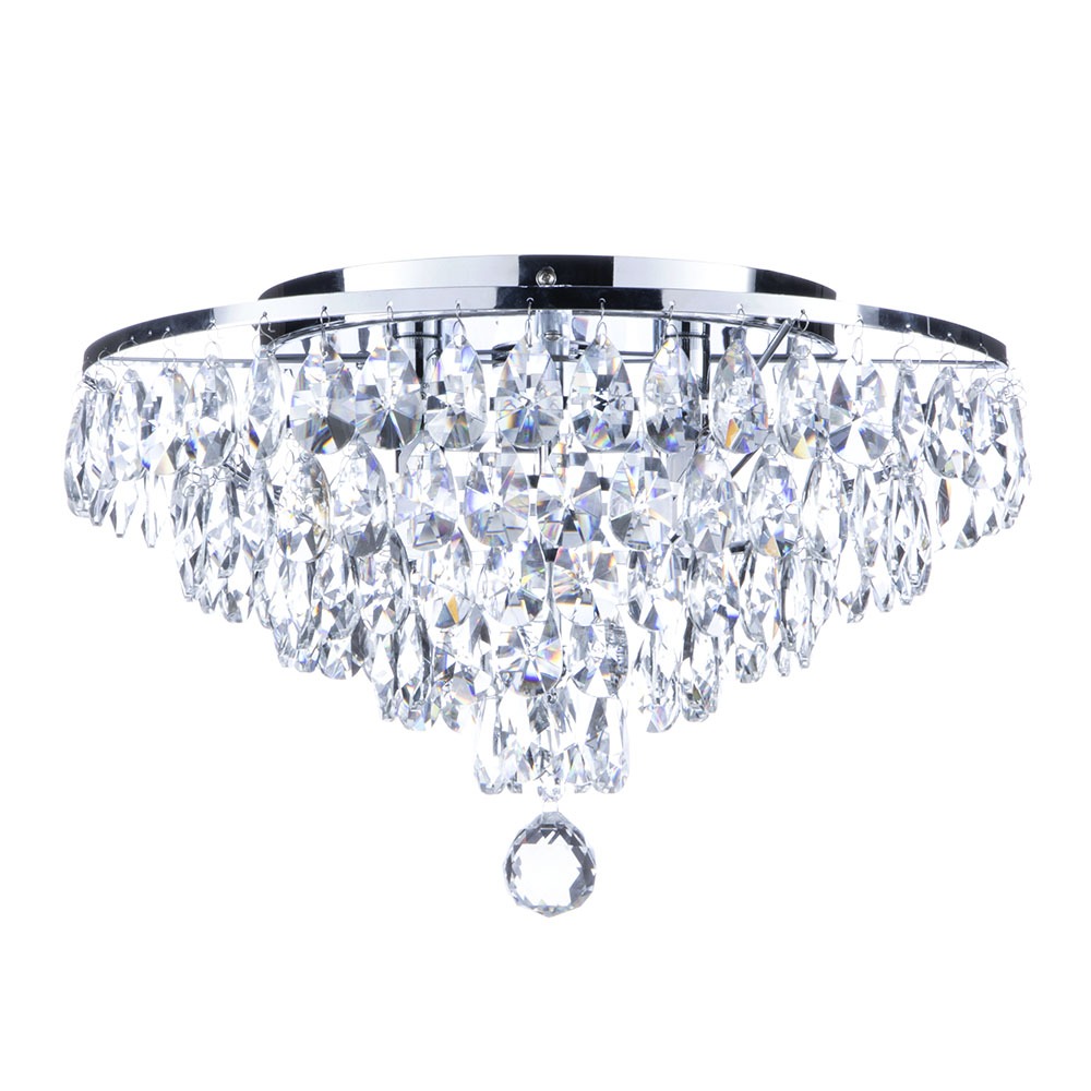 Elsa Small Crystal Diamond Effect Flush Ceiling Light, Chrome