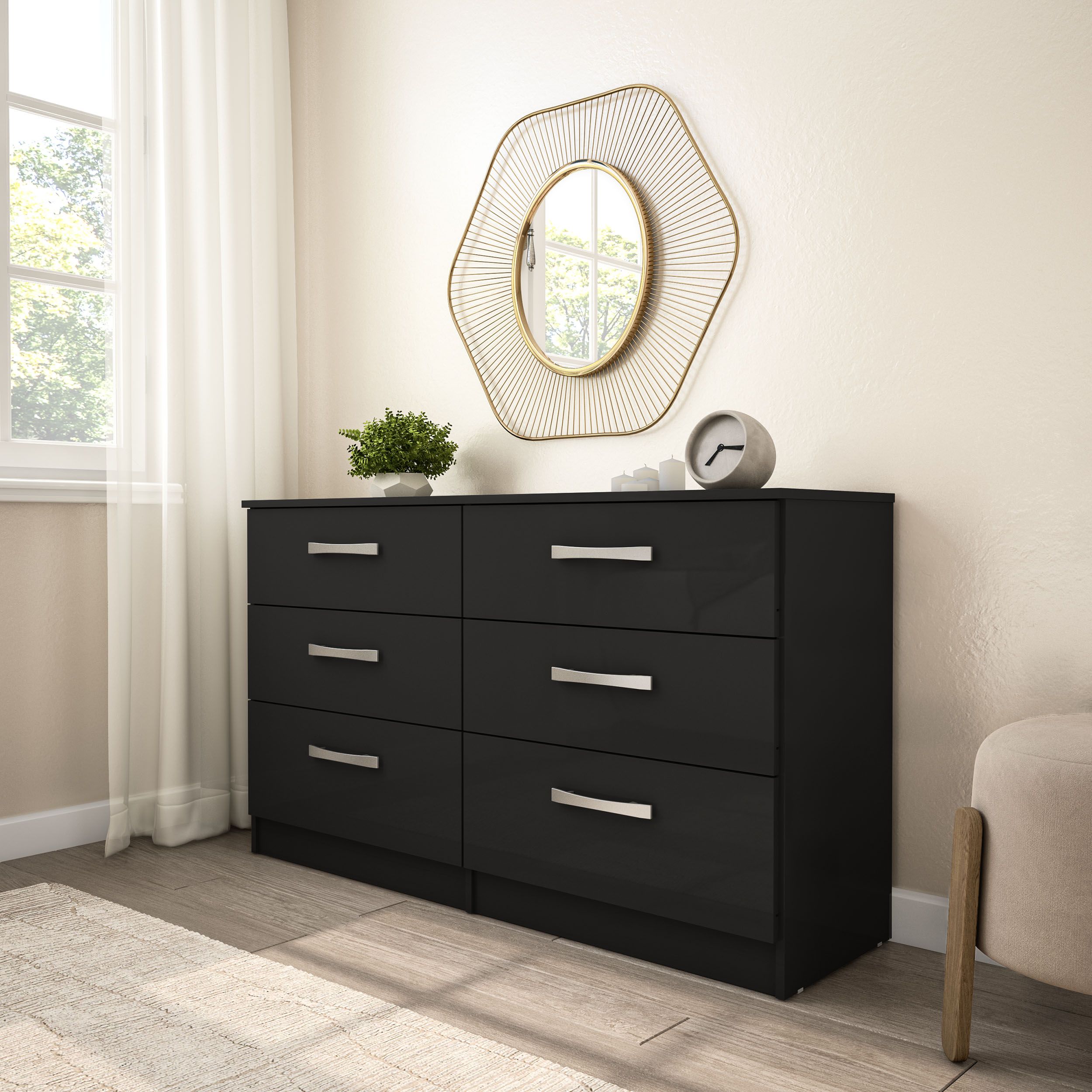 Birlea Lynx 6 Drawer Chest in Black