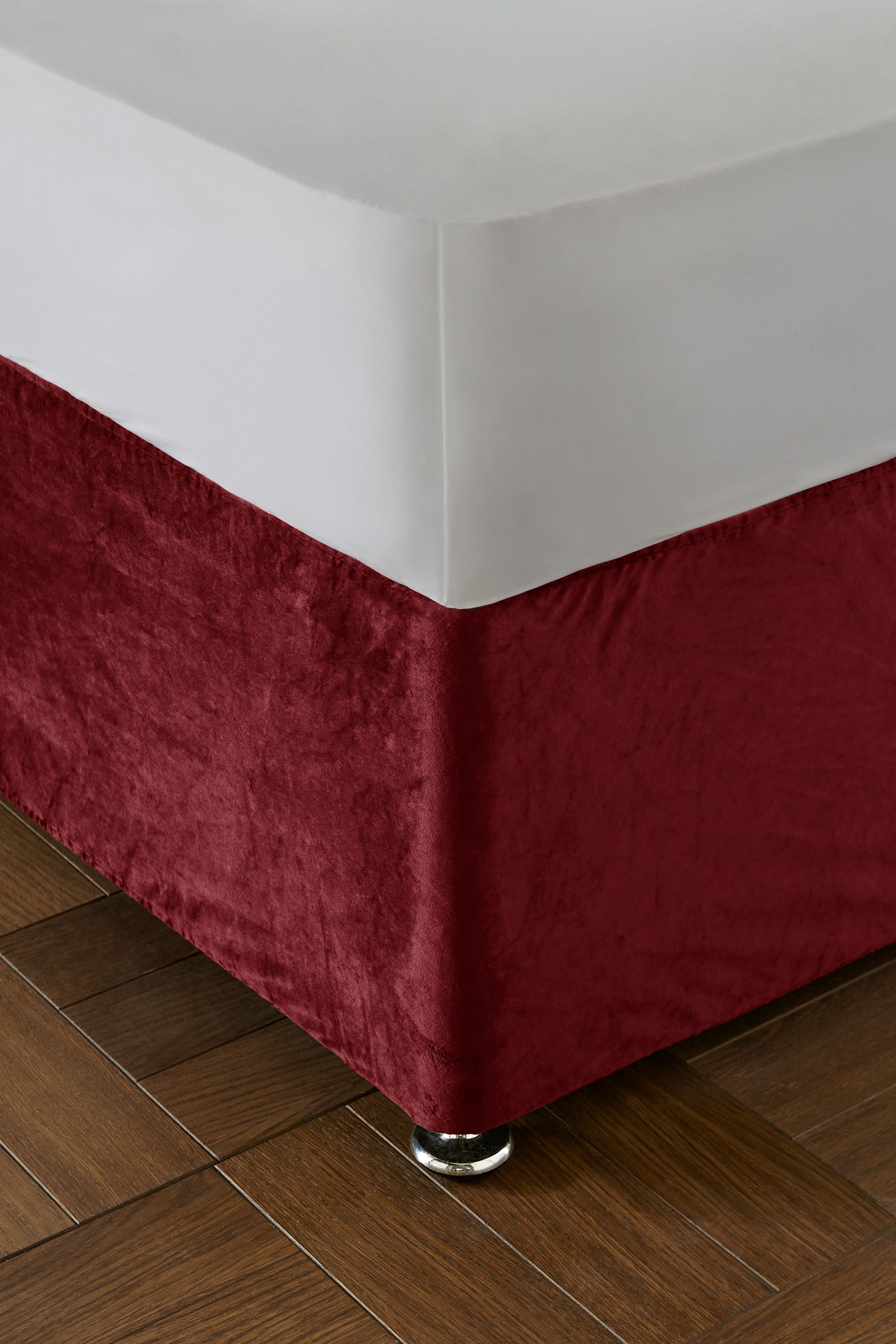 Catherine Lansfield 'Kingsley Matt Velvet' Elasticated Divan Base Wrap in Raspberry | Size: King