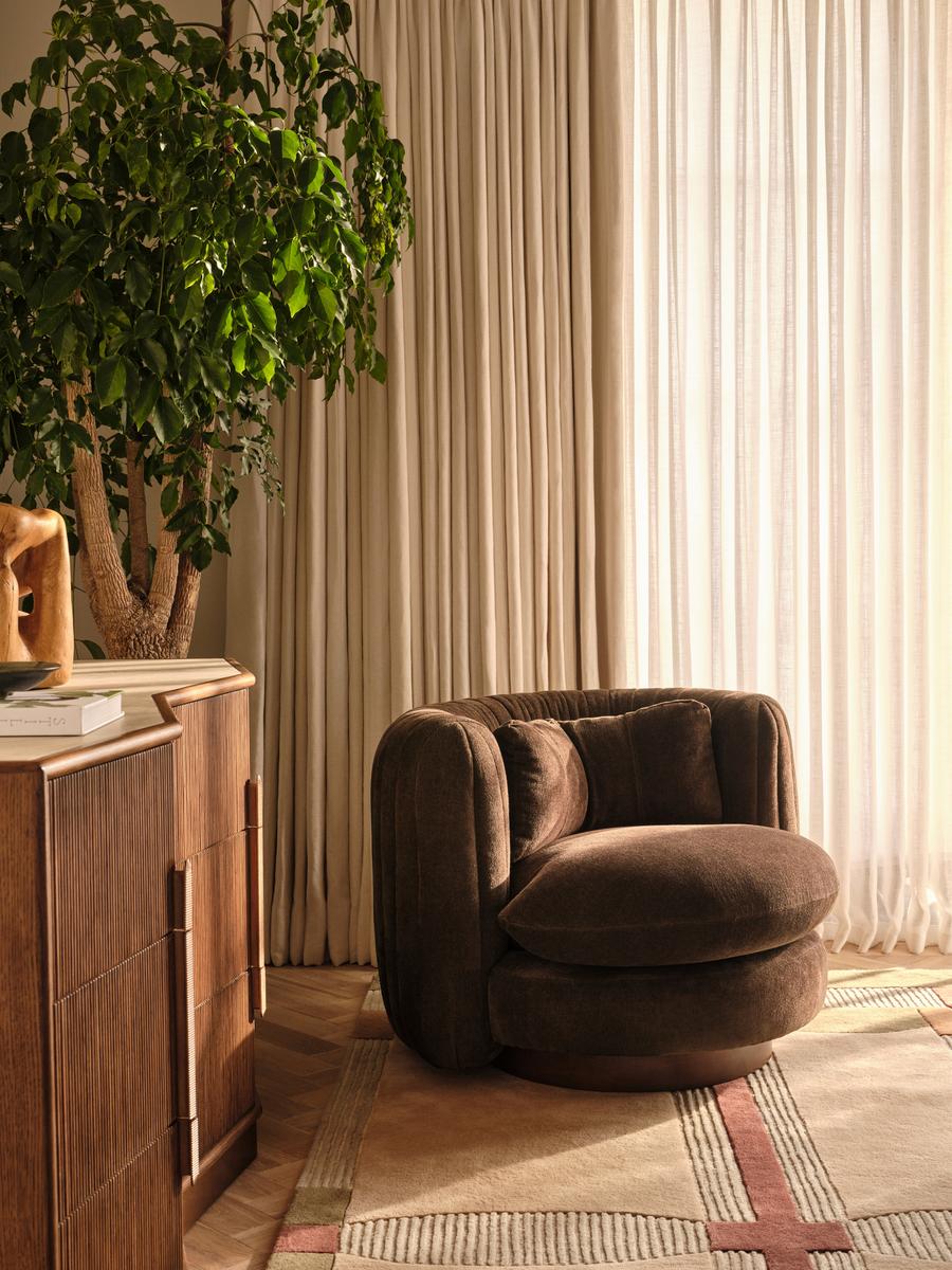 Vivienne Armchair, Linen Chenille, Chocolate