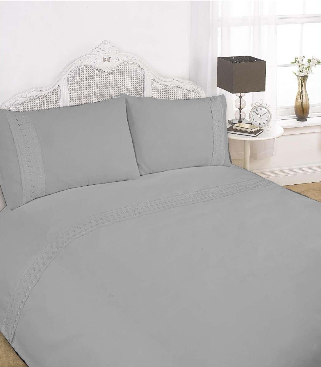 Rapport Home Sorrento Polycotton Duvet Cover Set With Pillowcase in Silver