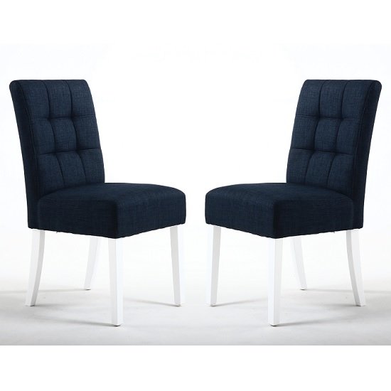 Catria Dining Chair In Polo Blue With White Legs In A Pair