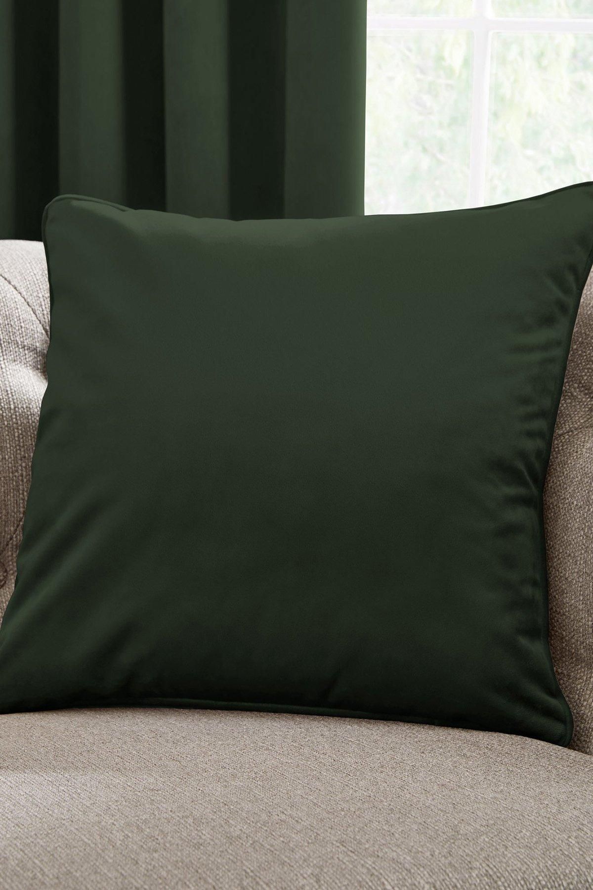 Laurence Llewelyn-Bowen 'Montrose' Luxury Filled Plain Velvet Cushion in Bottle Green