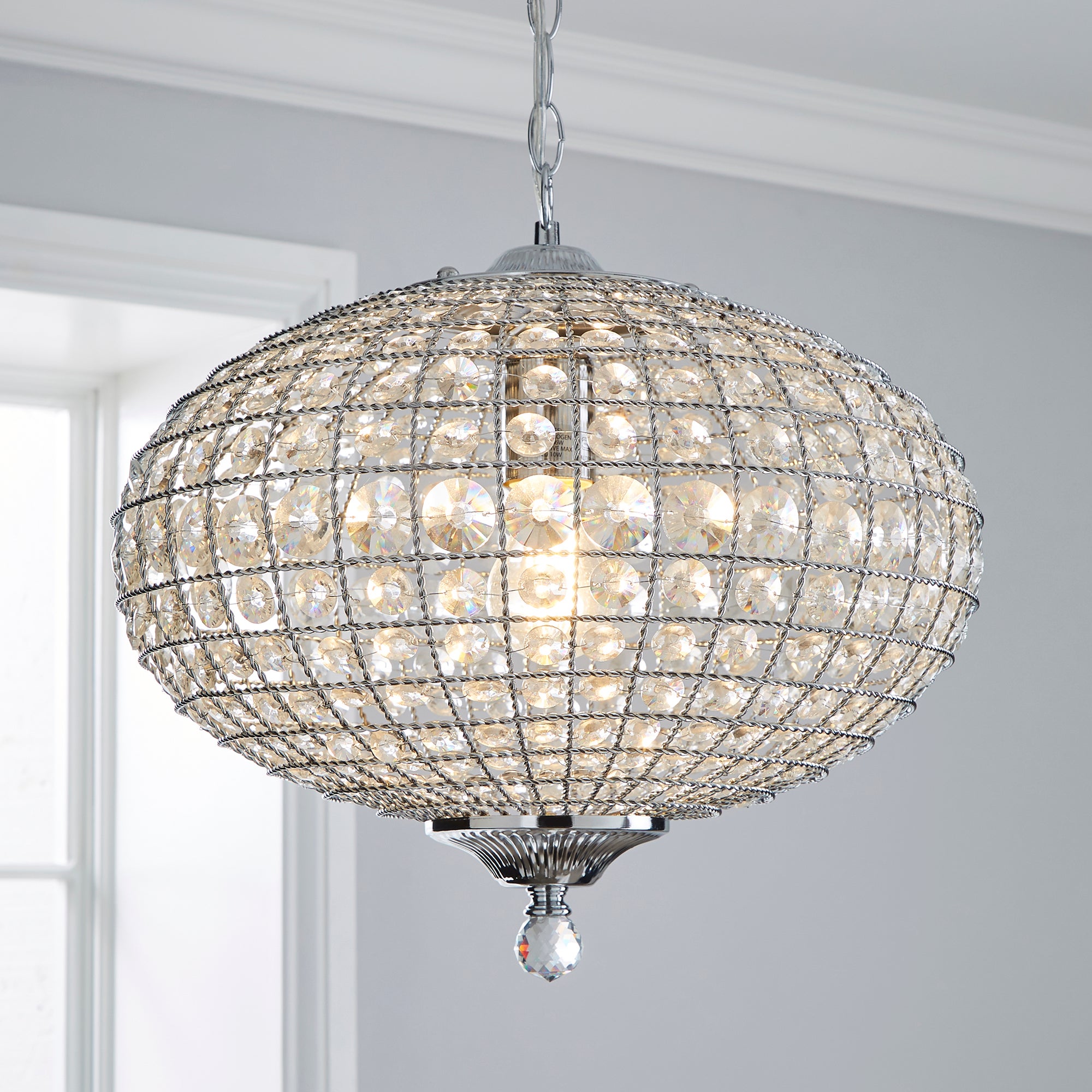 Felicity 1 Light Pendant Jewel Chrome Ceiling Fitting Clear