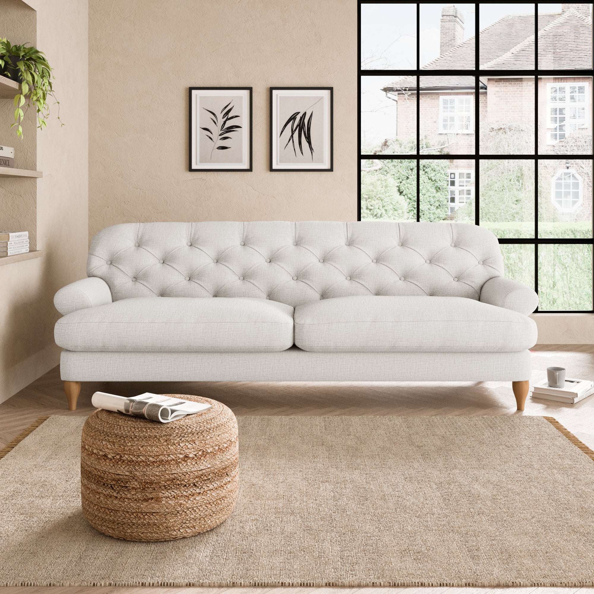 Canterbury Textured Weave 4 Seater Sofa Textured Weave Sandstone