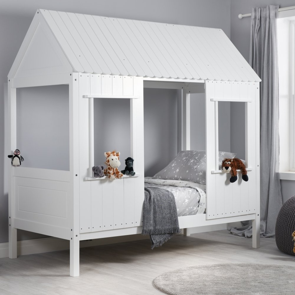 Hedwig White Wooden Treehouse Bed Frame - 3ft Single