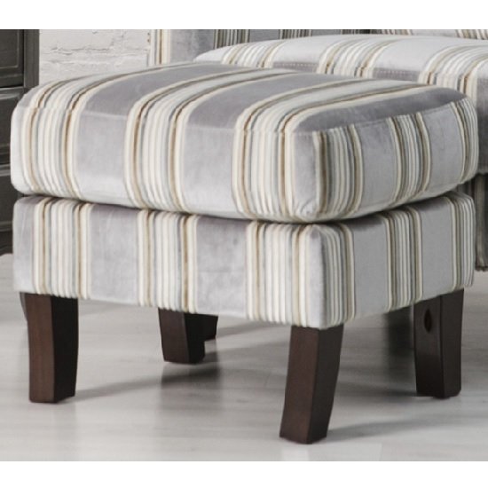 Humphrey Fabric Footstool In Grey With Wooden Feet