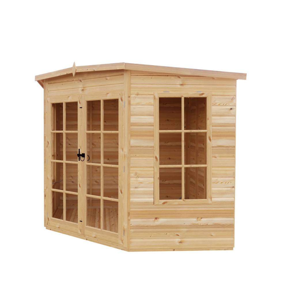 Shires Hampton Shiplap Summerhouse Garden Sun Room Approx 8 x 8 Feet in Brown 3