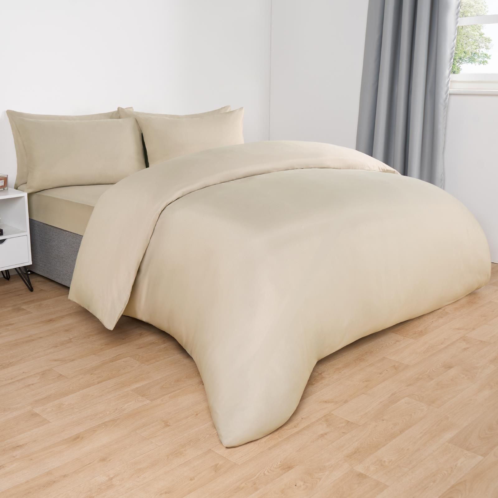 OHS Plain Dyed Duvet Cover with Pillowcase Bedding Set in Natural