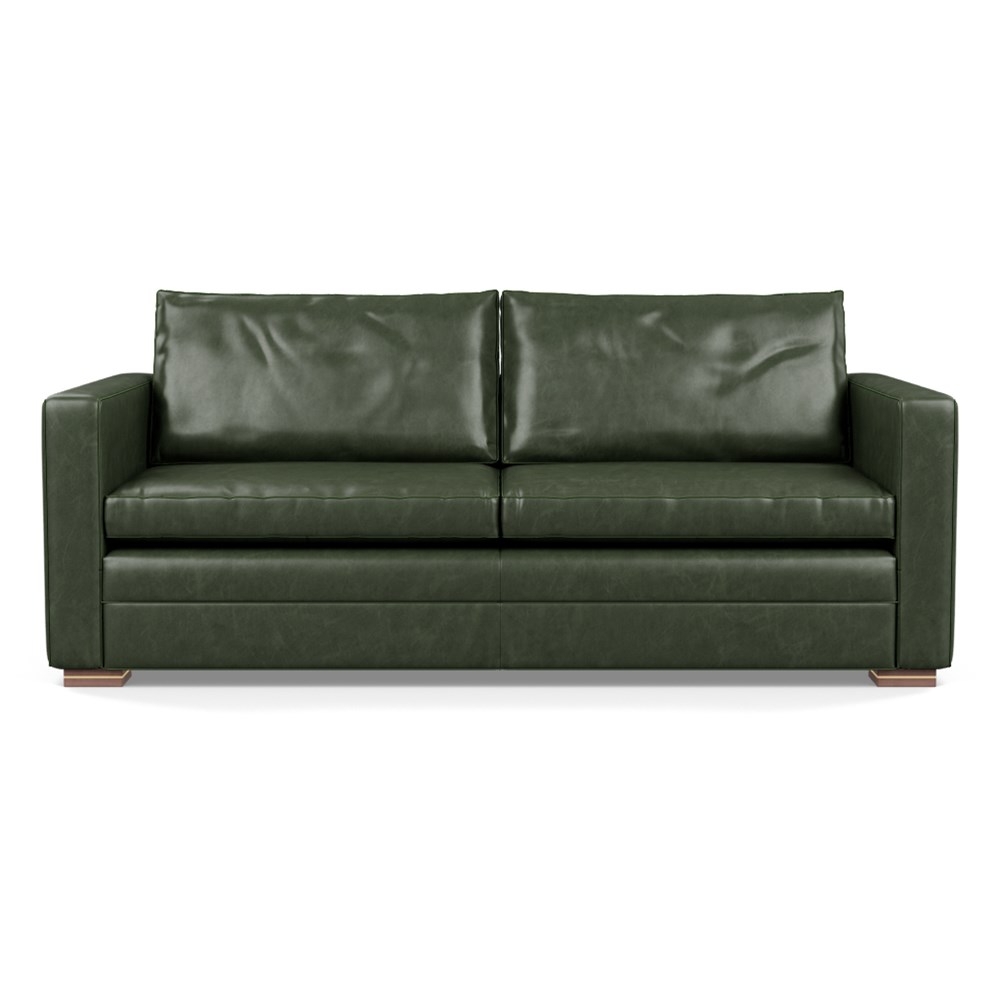 Heal's Palermo 3 Seater Sofa Stonewash Leather Vintage Green 278 Brass and